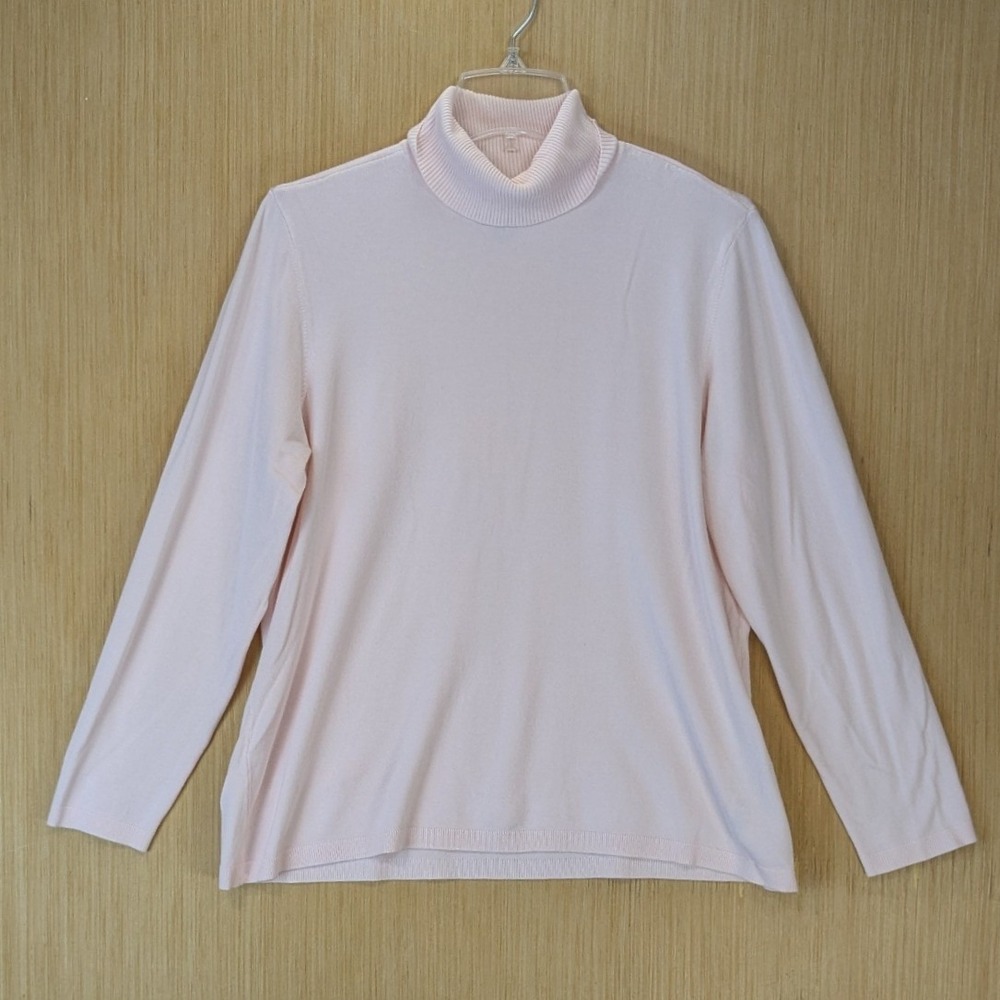 Chicos Preppy Minimalist Turtleneck Long Sleeve Sweater XL Light Pink Layering